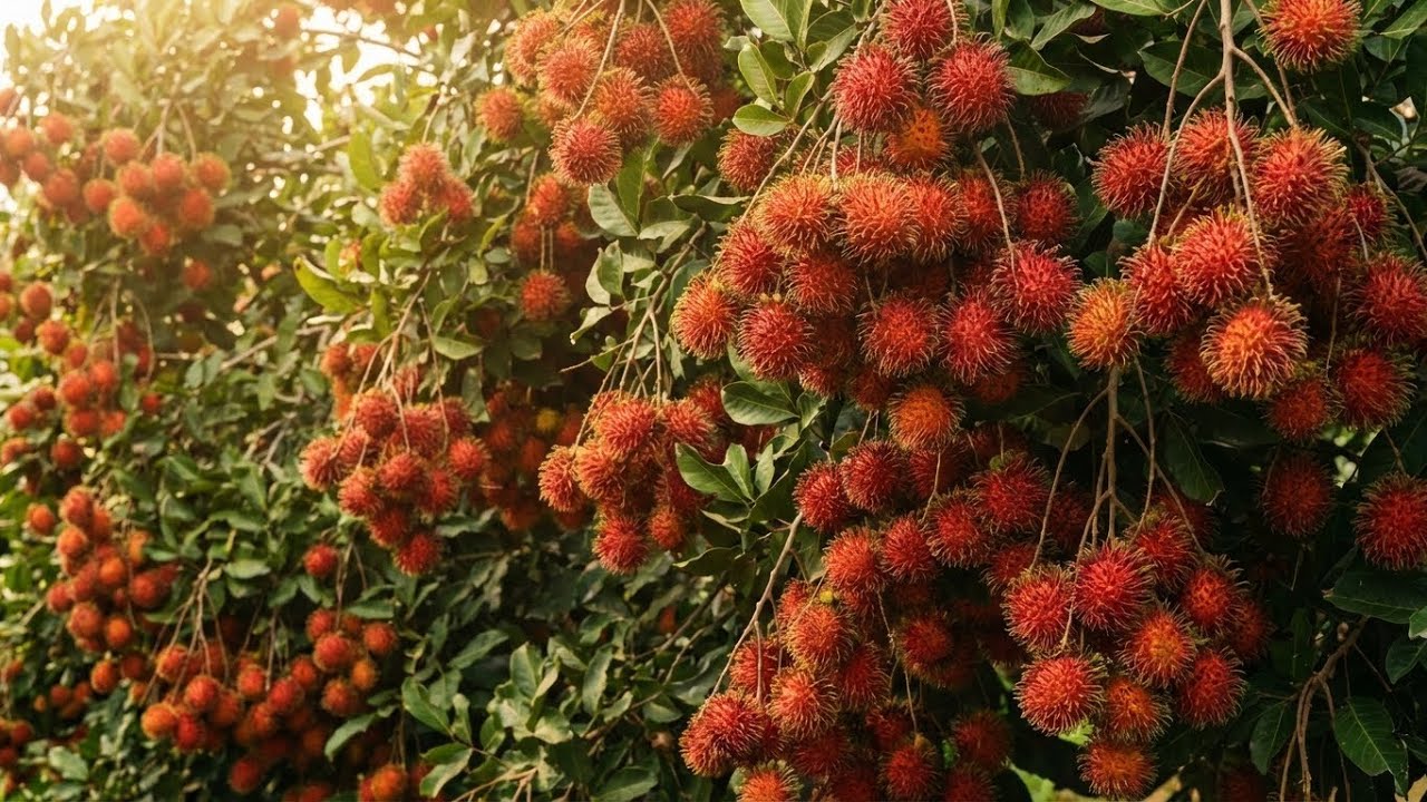 HOW RAMBUTAN ARE GROWN | Giant Fruit Clusters Harvest