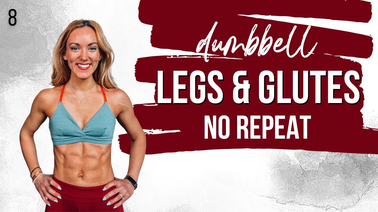 🌶 40 Min NO REPEAT LEGS & GLUTES Workout With Dumbbells & Booty Band | STRONG SUMMER DAY 8