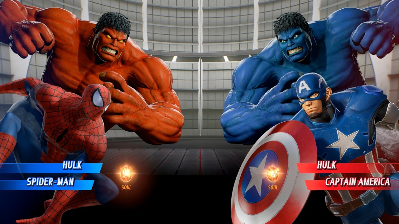 Синий Халк и Капитан Америка против Красного Халка и Красного Человека-паука - Marvel vs Capcom I...