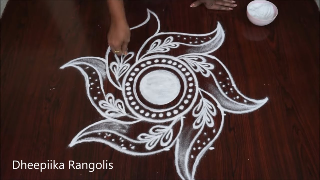 Very easy freehand muggulu design 🌺 Creative kolam 🌺 Easy rangoli Maragazhi kolam