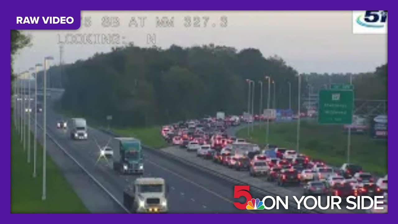 Raw video: Traffic on I-75 in Orlando, Florida, as people evacuate ahead of Hurricane Milton