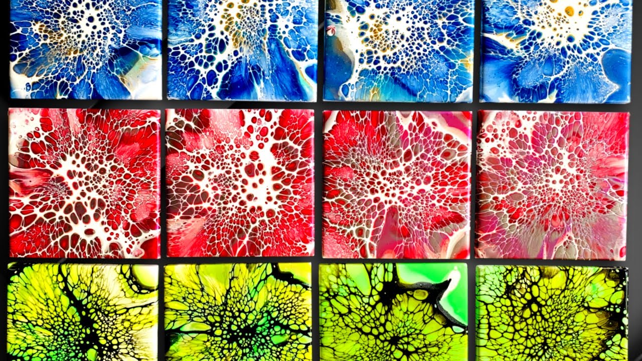 Acrylic Paint Pour Coasters GORGEOUS BLOOMS