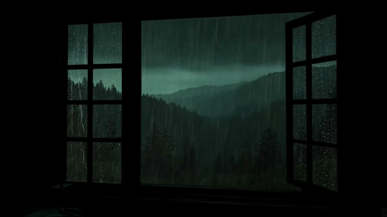 Heavy Rain and Thunder on Window | Soothing Rain Sounds for Sleep, Study and Meditation