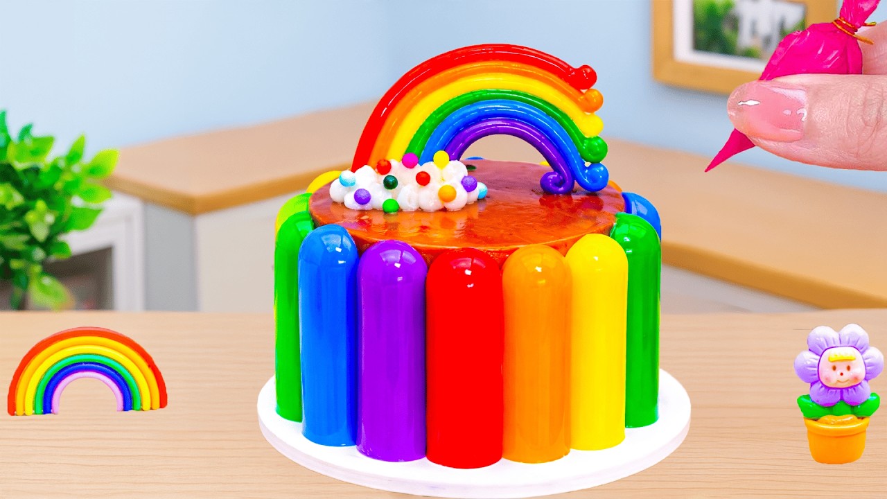 Amazing Mini Rainbow Cake🌈Chocolate & Jelly Decoration❤️HT Mini Cakes