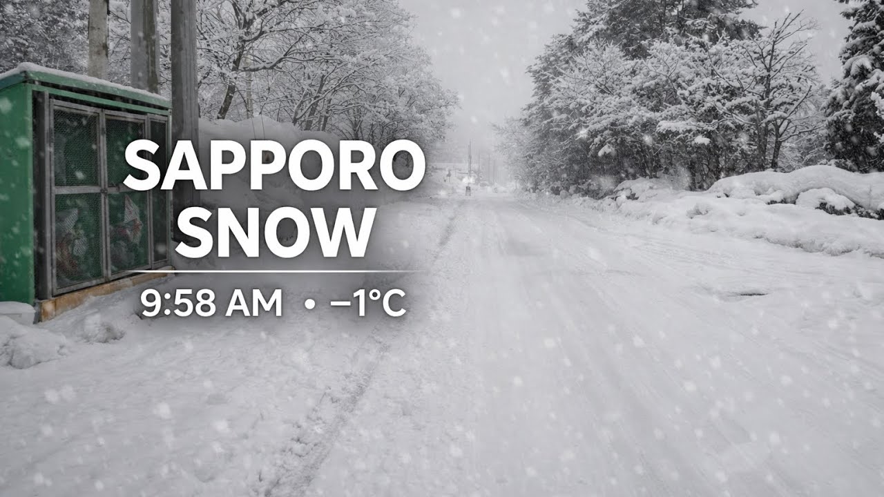 Morning Snow — Sapporo Walk (9:58 AM) | -1°C [4K] | Quiet Walk #066 