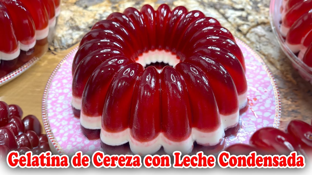 Gelatina de Cereza con Leche Condensada