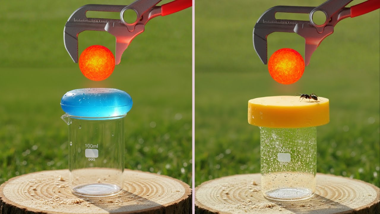 1000&deg;C Red Hot Metal Ball vs Soap, Cheese & Mentos