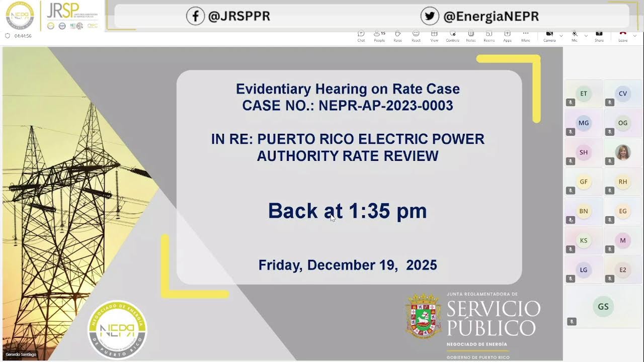 NEPR-AP-2023-0003 Evidentiary Hearing on Rate Case
