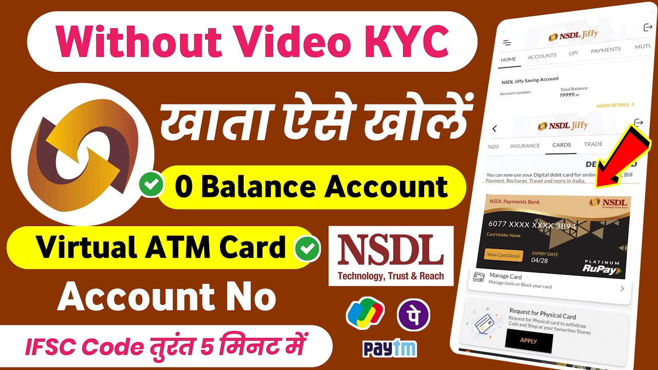 Without Video KYC - NSDL Payment Bank Account Opening Online | Zero Balance Bank Account Opening