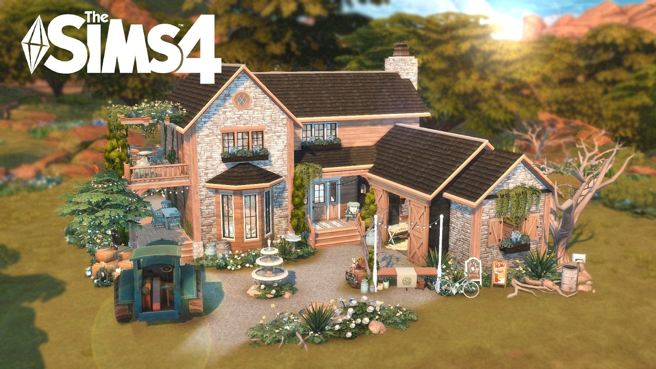 Small Family Horse Ranch & business | (no cc) The Sims 4 Speed Build