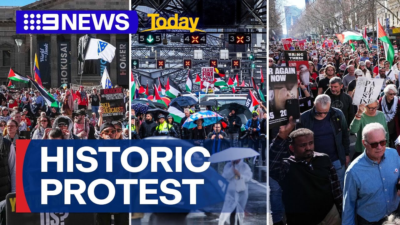 Pro-Palestinian protesters flooded the streets of Sydney and Melbourne | 9 News Australia