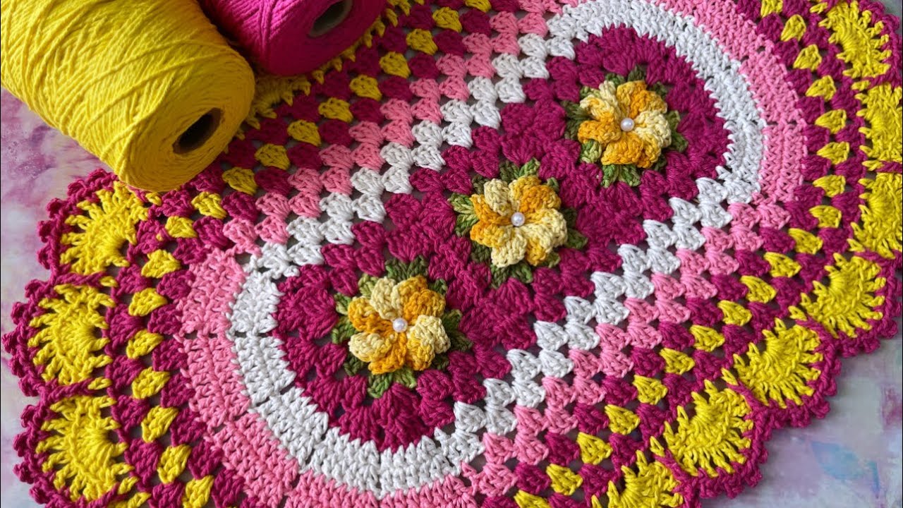 🌼Tapete Cris Vallim 🌸 #crochet #barbante #feitoamao #crochê #tapetedecroche #crochetting #tapete