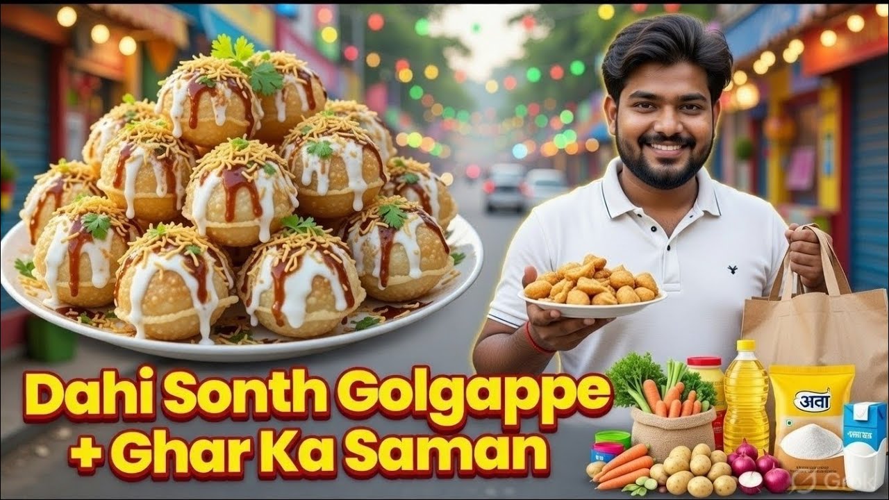 “Ghar Ka Saman Laate Hue Golgappe Khaye 😋 | Dahi Sonth Special”.       #Golgappe #DahiSonthGolgappa 