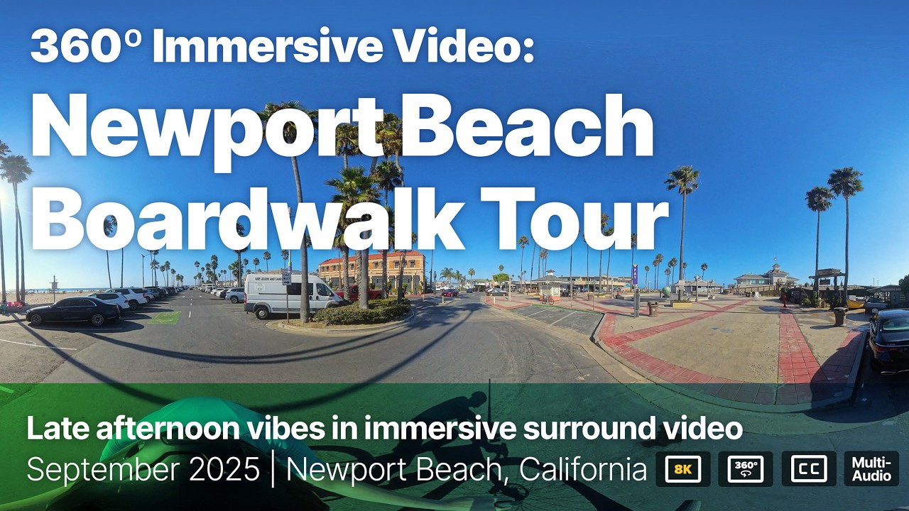 Newport Beach Boardwalk Evening 360&ordm; Video Tour [8k Immersive surround video]