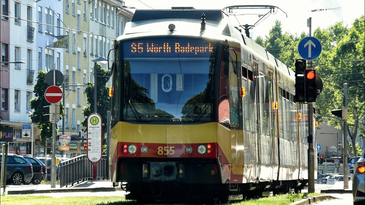 riding with tram-train line S5 from Karlsruhe Marktplatz to Wörth (a. Rhein) Bahnhof  [CAB VIEW!]