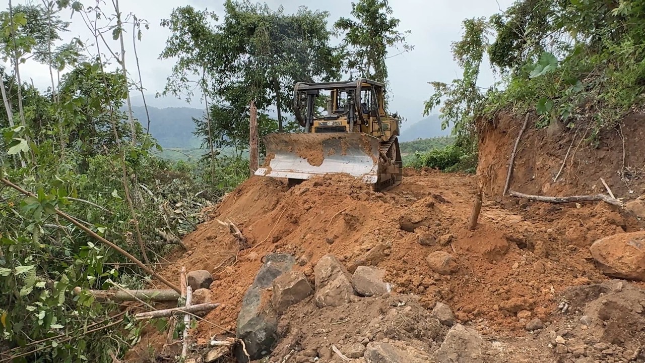 Neat and Smooth! D6R XL Levels Damaged Roads in the Plantation