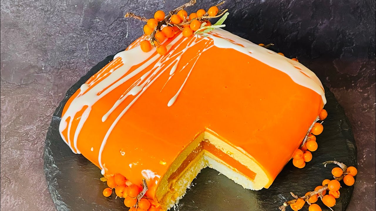 Облепиховый Муссовый торт 🎂💫 Ошибка зеркальной глазури(Покажу как исправить 👌)
