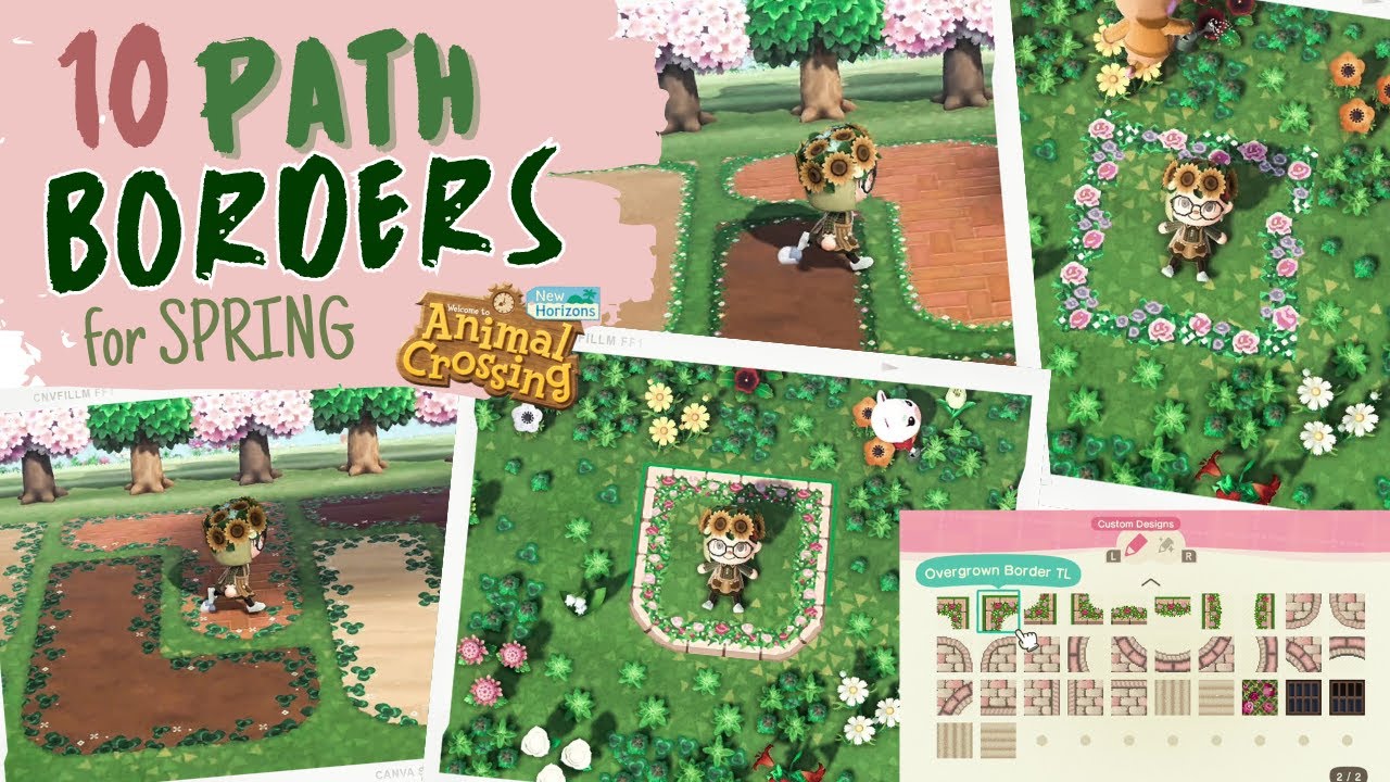 10 PATH  BORDERS for SPRING | natural, overgrown, flowers | Animal Crossing: New Horizons