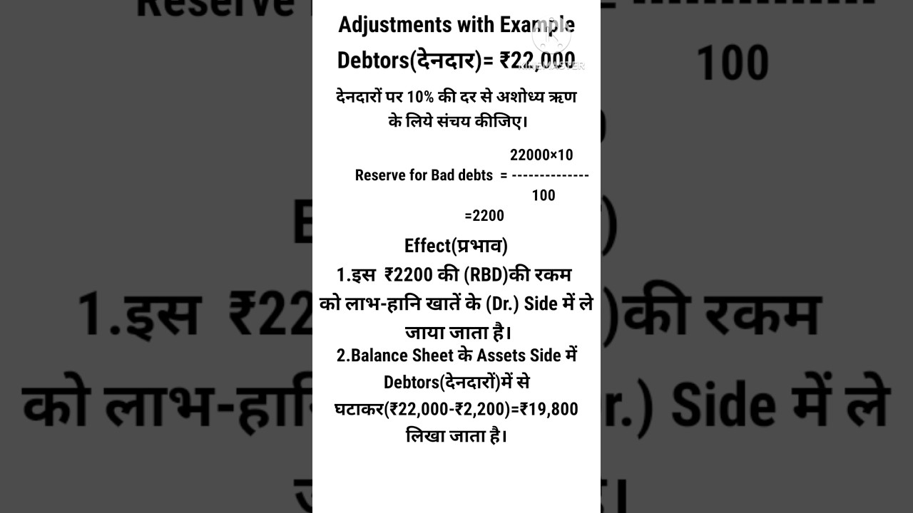 final account with adjustments|provision for bad debts| 