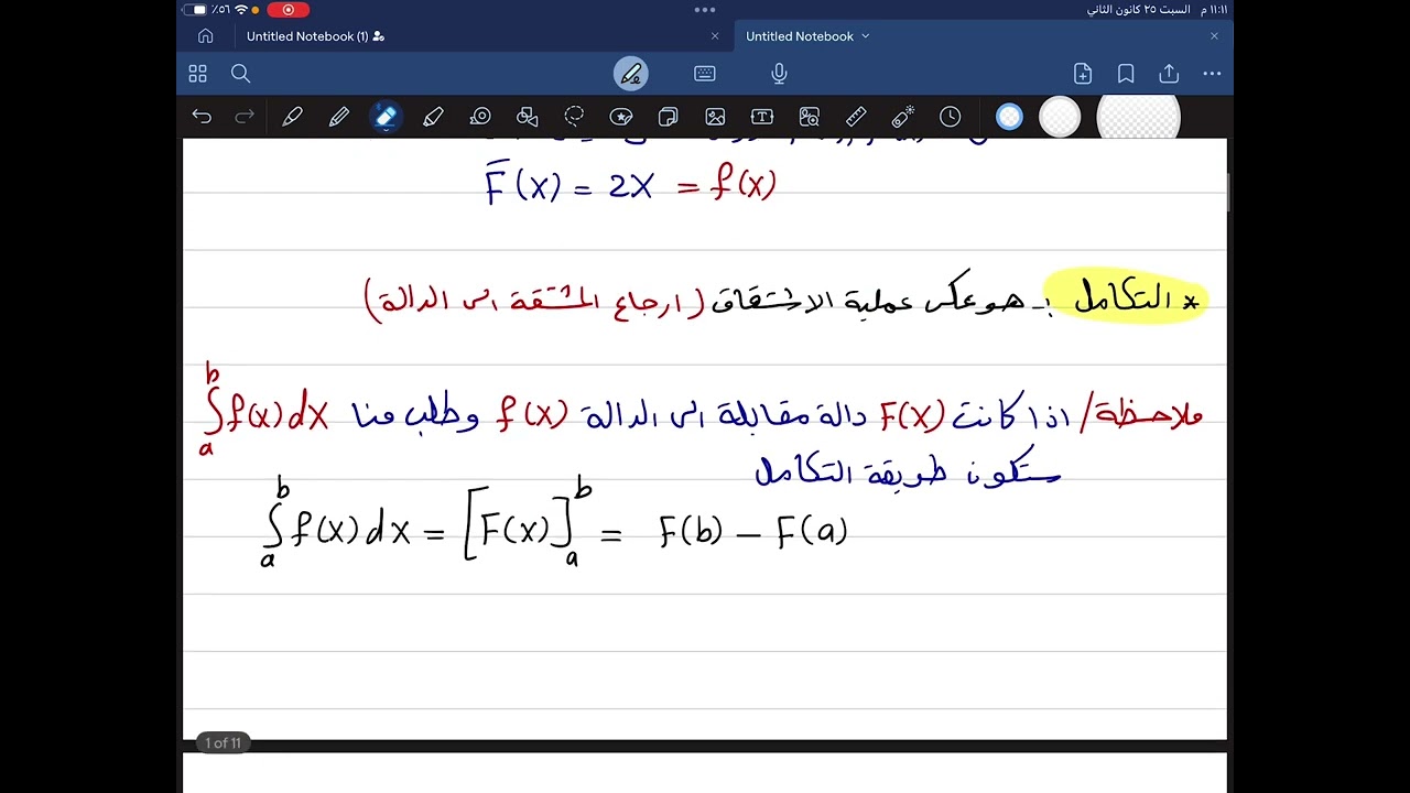 م1 / النظرية الاساسية للتكامل / الدالة المقابلة / السادس العلمي