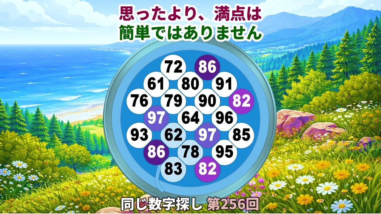 【脳トレ】第256回  -  思ったより、満点は簡単ではありません！#脳トレ #数字チャレンジ #観察力アップ