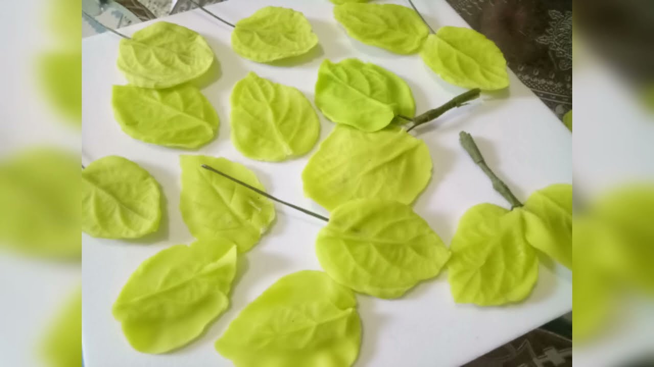طريقة صنع أوراق 🌱لتزين حلوى الفواكه 🍋🍊🍏 جزء الأول