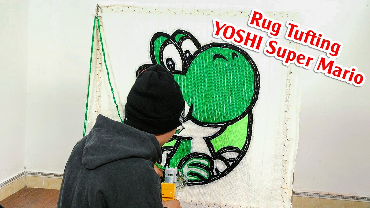 Rug Tufting | YOSHI - Super Mario RUG (Start to Finish) ASMR - Easy & Fun Projects