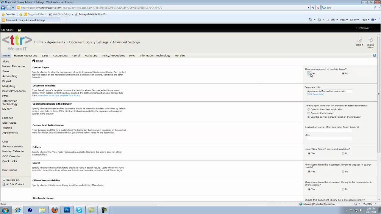 Create & Add Multiple Content Types to a Document Library in SharePoint 2010