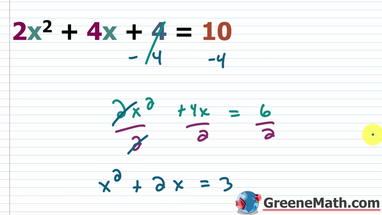 Solving Quadratic Equations by Completing the Square Practice Test Full Solutions