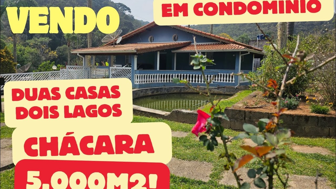 #163#VENDO CHÁCARA 5.000M2 COM DOIS LAGOS E DUAS CASAS R$ 550.000,00