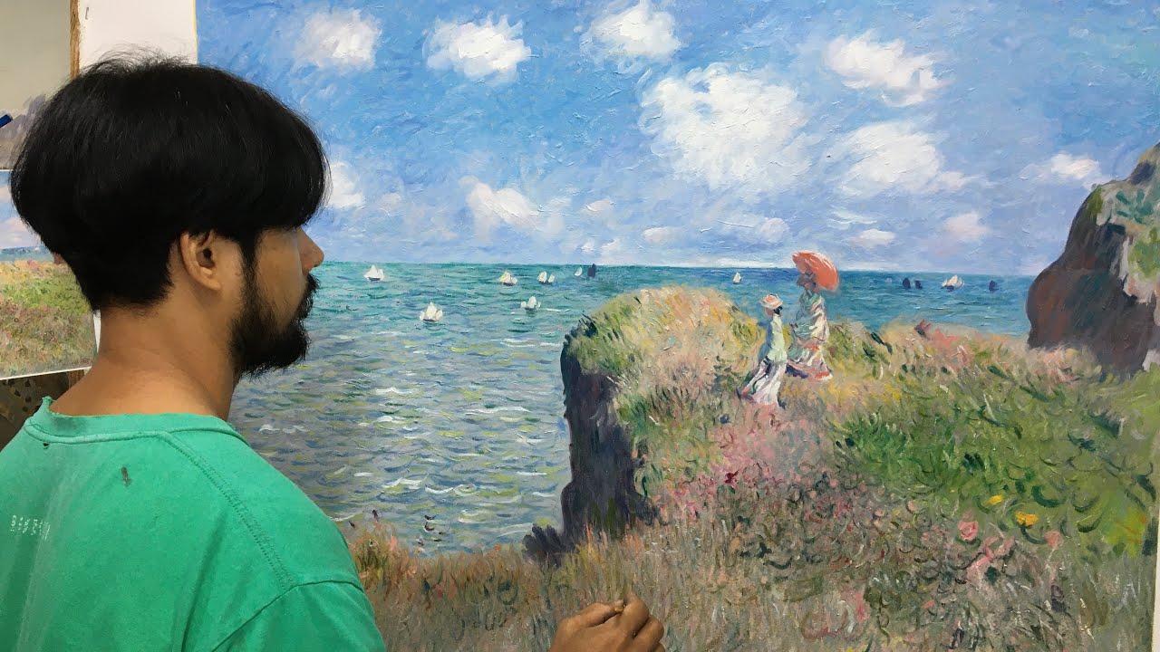 Claude Monet-The Cliff Walk at Pourville 1882 oil on canvas 84x105cm.