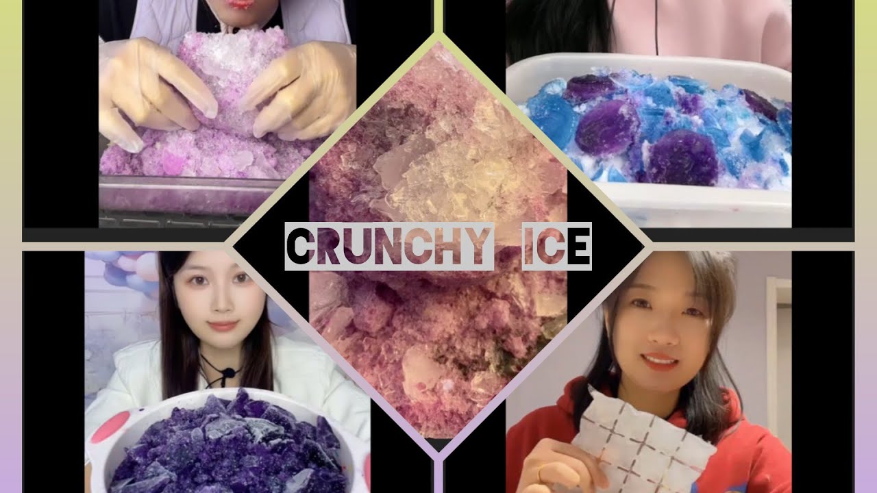 CRUSHED ICE EATING/ MULTICOLORED ICE/ ICE BITS/ FLAKY ICE/ ASMR