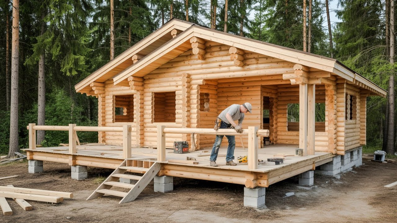 Old Man Builds a Log Cabin from Scratch in Alaska&rsquo;s Snowstorm | Start to Finish @ThisIsMyAlaska