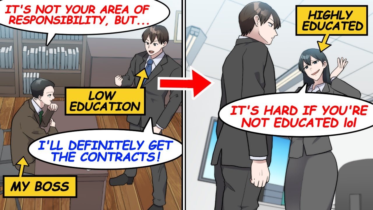 【Manga】A highly educated female colleague makes fun of me with a low educational background...