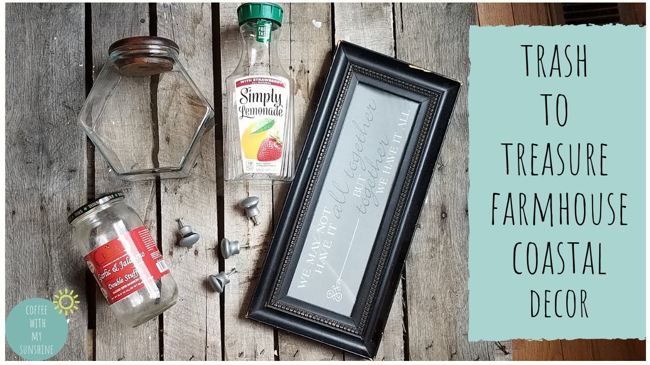 IDEAS FOR RECYCLED ITEMS INTO DIY HOME DECOR | TRAY FARMHOUSE COASTAL | TRASH TO TREASURE HOME DECOR