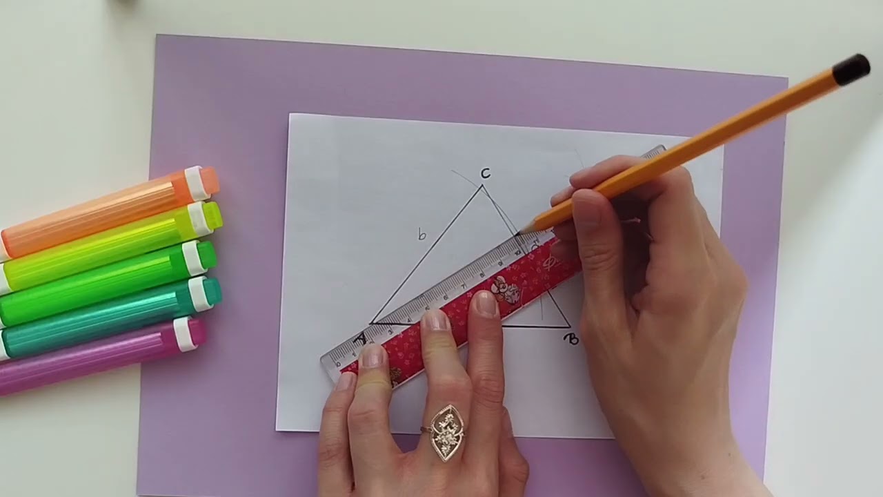 Háromszög 🔺magasságpont szerkesztése 📐🖍️🤓 hegyesszögű háromszög