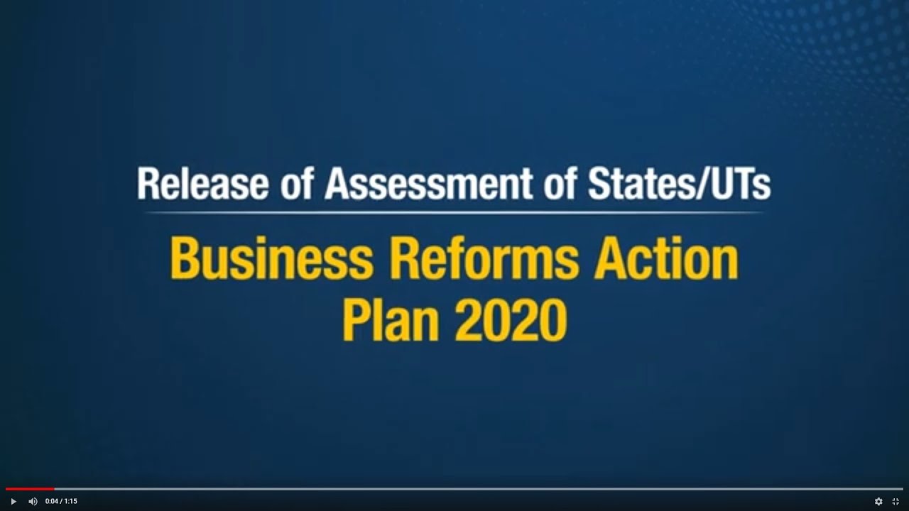 Business Reforms Action Plan 2020 - Release of assessment of states/UTs