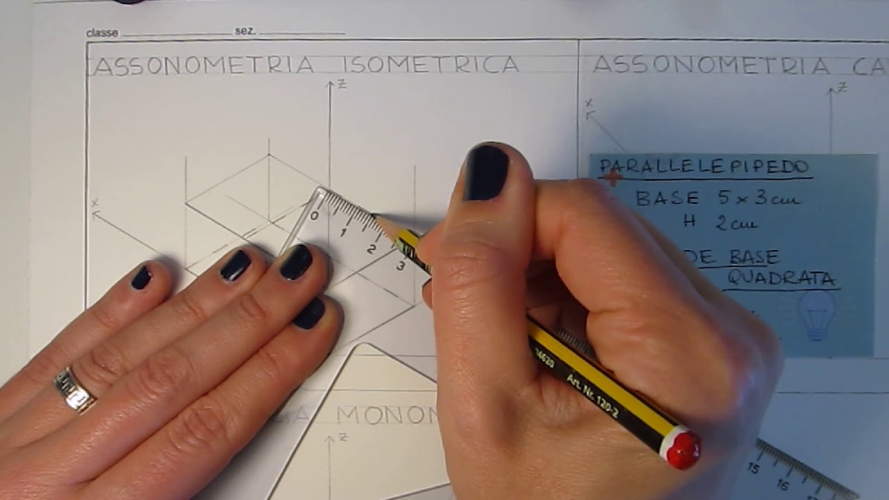 assonometria isometrica parallelepipedo e piramide base quadrata