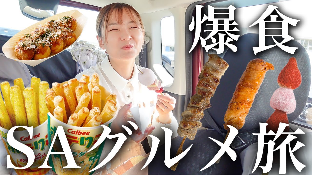 【爆食】関西に帰るまでにサービスエリアでご当地グルメを家族で食べまくったらけんごに悲劇が...😭