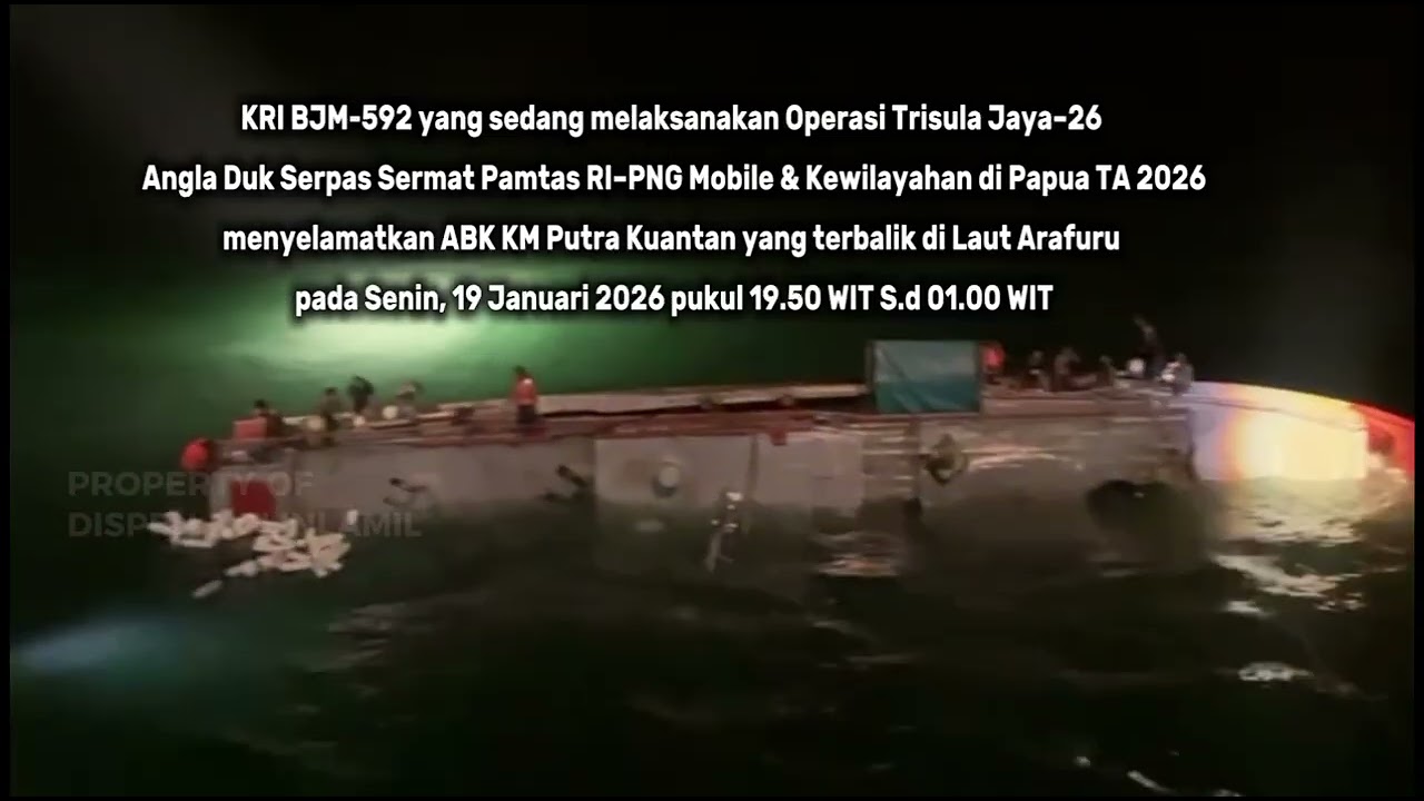 KRI-BANJARMASIN 592 selamatkan ABK KM KUANTAN yg tenggelam