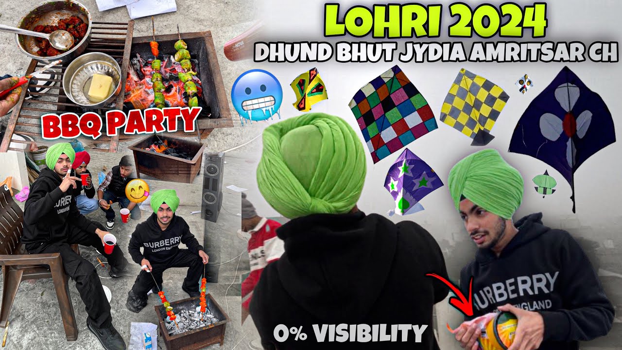 Lohri Vlog 2024*😱Patangbazi🪁In Amritsar, BBQ PARTY😋