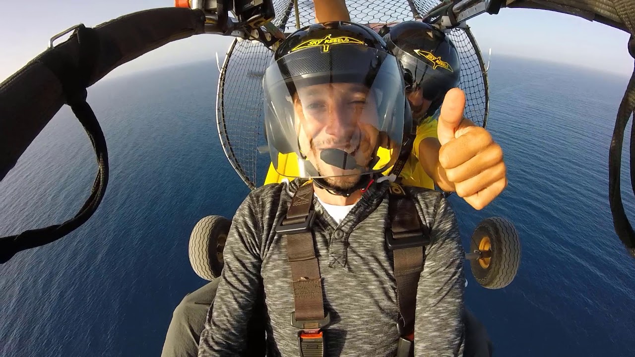 Paratrike, paramotor, powered paragliding flight. Maspalomas, Gran Canaria -Thomas