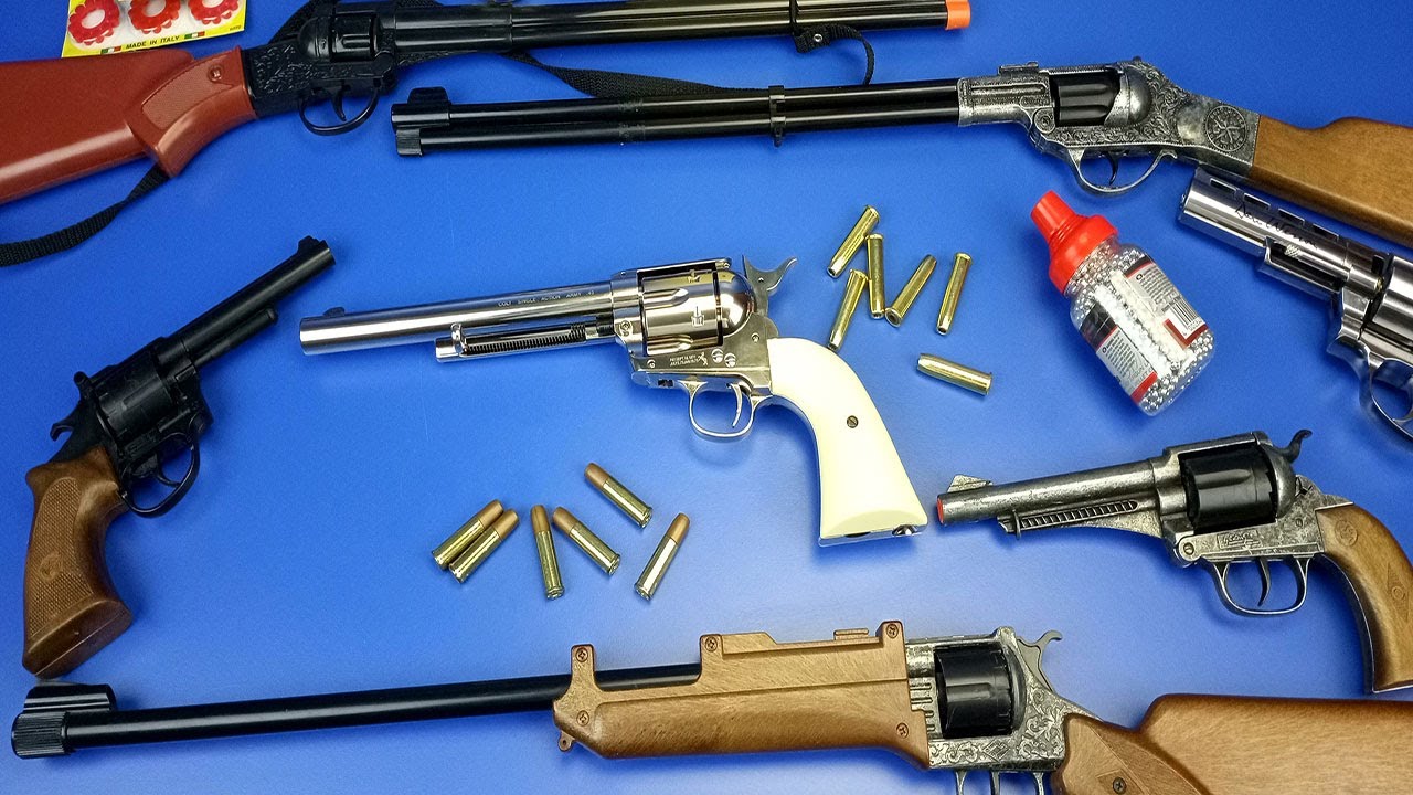 Box of Toys ! Airsoft Colt Revolver I Rifles & Toy Pistol Cap Gun Western