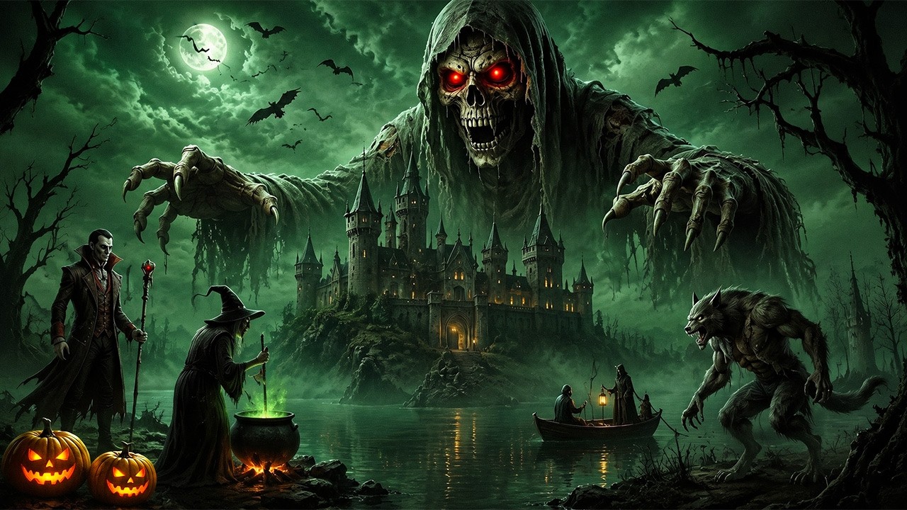 Best Halloween Music 2026 🎃 Giant Skeleton Spirit in the Haunted Swamp 👻 Relaxing Spooky Ambience