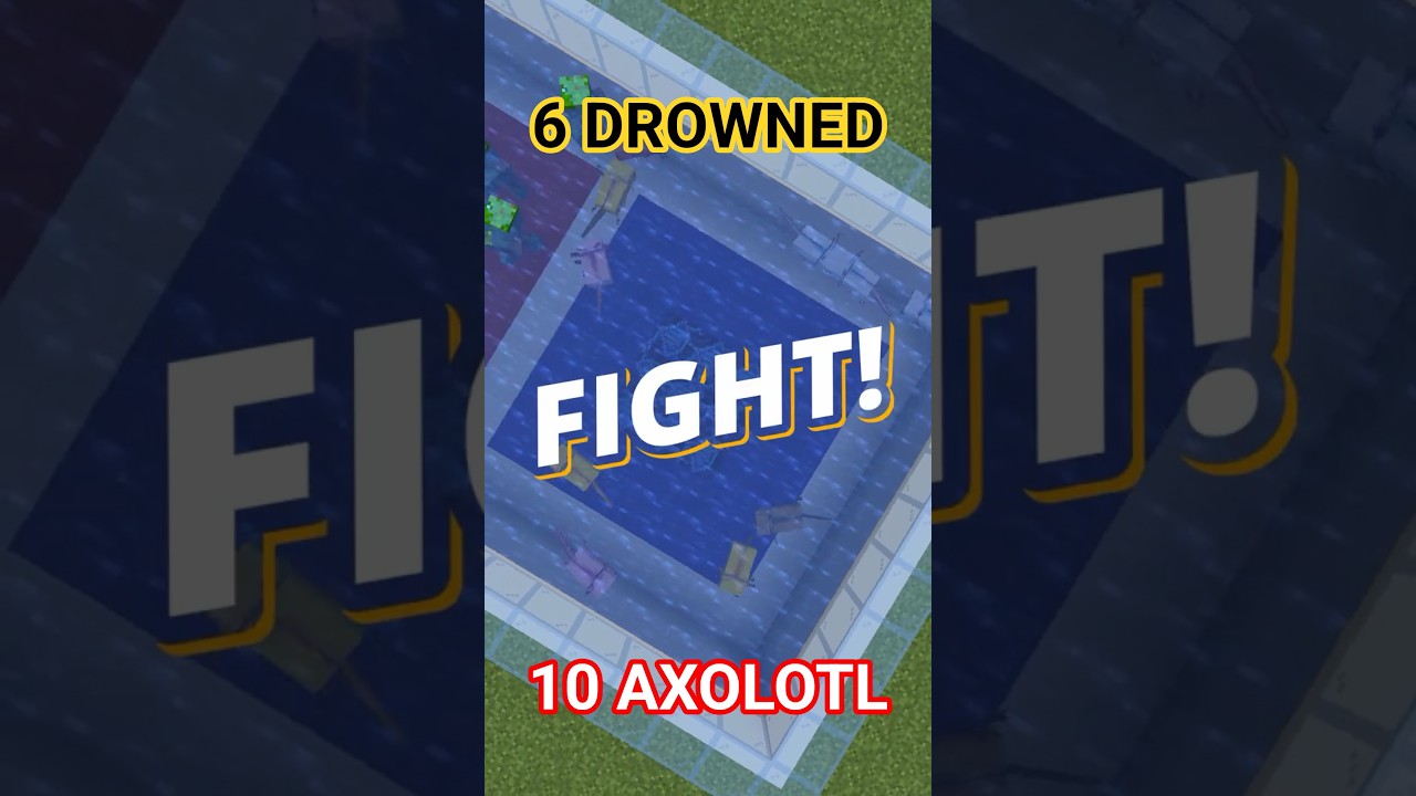 INSANE Mob Battle | 6 Drowned vs 10 Axolotls #minecraft #minecraftshorts #minecraftmobbattle