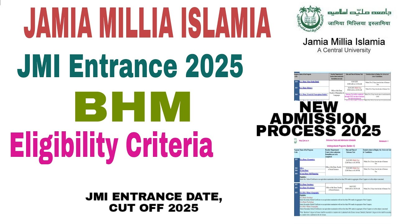 Jamia Millia Islamia Bachelor Of Hotel Management 2025 Eligibility Entrance, Cut off, Admission form