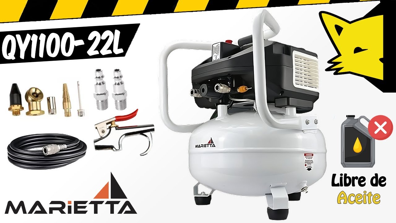 😎Compresor Pequeño Tipo 🥞 LIBRE DE ACEITE🩸 l 🔰Marietta - QY1100-22L🔰 l 📦Unboxing y Pruebas📝