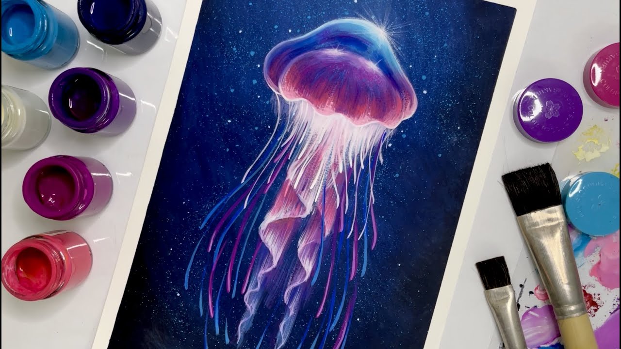 Ep.66 The Fluorescent Jellyfish Painting For Beginners | วาด