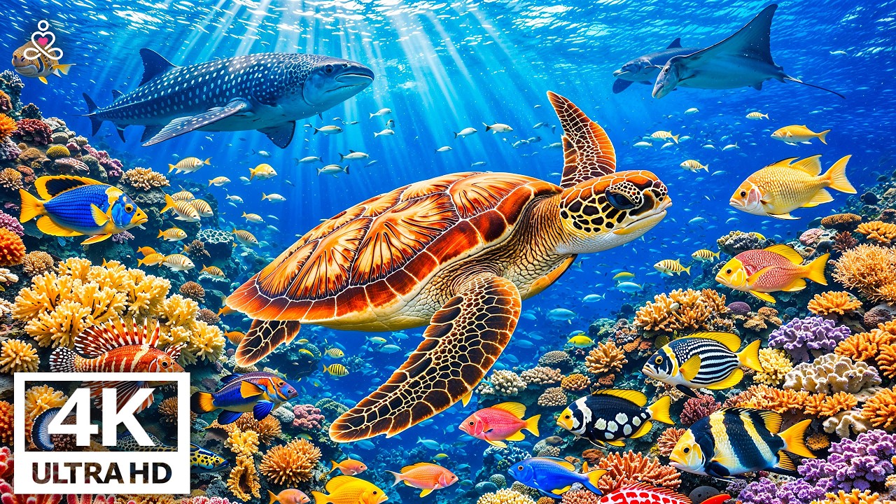 Aquarium Serenity in 4K - Peaceful Coral Reef Fish with Relaxing Ocean Ambience