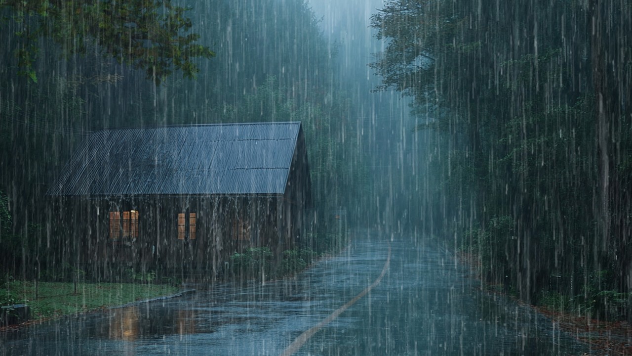 Rain Sounds for Sleeping – Deep Sleep All Night with Rooftop Rain & Thunder